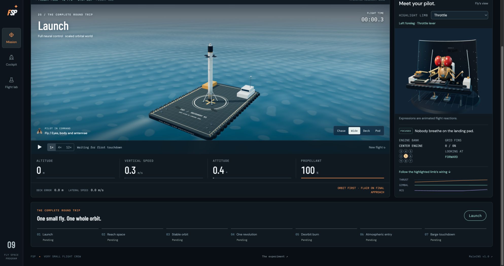 Orbital flight interface in Fly Space Program